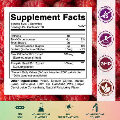 Vitamatic Saw Palmetto & Kürbiskern Gummibärchen – Zuckerfrei, pflanzlich, vegan – 60 Stück