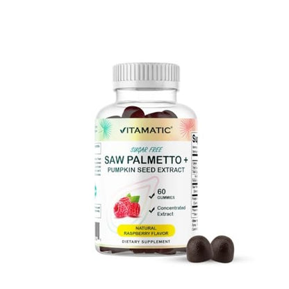 Vitamatic Saw Palmetto & Kürbiskern Gummibärchen – Zuckerfrei, pflanzlich, vegan – 60 Stück