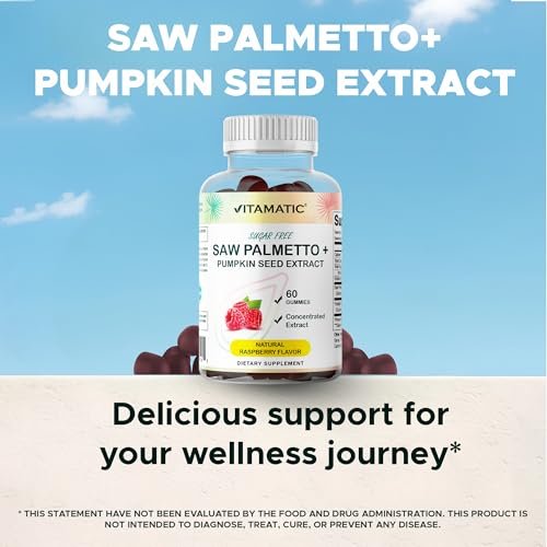 Vitamatic Saw Palmetto & Kürbiskern Gummibärchen – Zuckerfrei, pflanzlich, vegan – 60 Stück