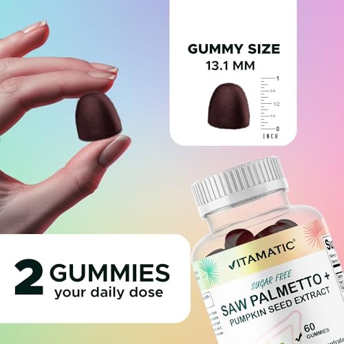 Vitamatic Saw Palmetto & Kürbiskern Gummibärchen – Zuckerfrei, pflanzlich, vegan – 60 Stück