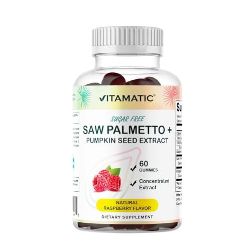 Vitamatic Saw Palmetto & Kürbiskern Gummibärchen – Zuckerfrei, pflanzlich, vegan – 60 Stück