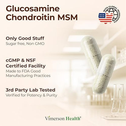 Glucosamin Chondroitin MSM – 3-in-1 Gelenknahrung für Frauen und Männer mit Glucosaminsulfat 1500mg, Chondroitinsulfat 1200mg & starkem 2000mg MSM für Knorpel- und Gelenkunterstützung – 150 Kapseln