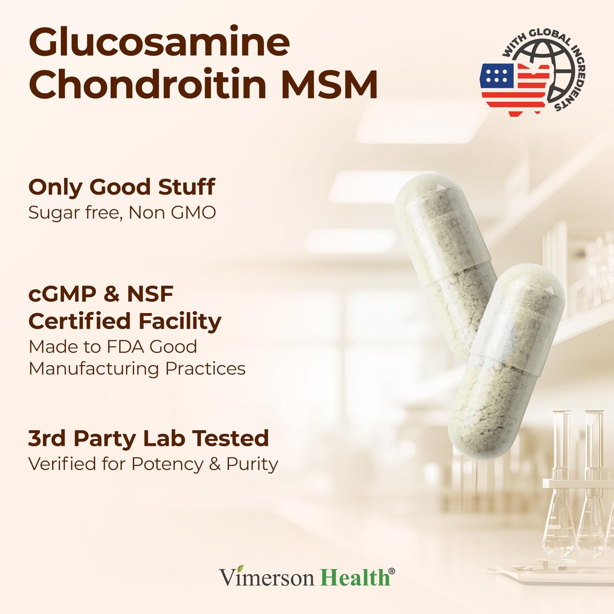 Glucosamin Chondroitin MSM – 3-in-1 Gelenknahrung für Frauen und Männer mit Glucosaminsulfat 1500mg, Chondroitinsulfat 1200mg & starkem 2000mg MSM für Knorpel- und Gelenkunterstützung – 150 Kapseln