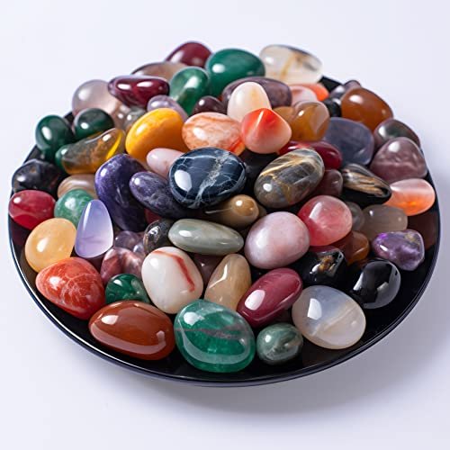SigMntun Polierte bunte Heilsteine-Set, 72 Stück 0,5 Zoll Trommelsteine, Bulk dekorative hübsche Steine Sammlung für Meditation, Reiki, Erdung, Vasenfüller, Mancala-Steine und Basteln