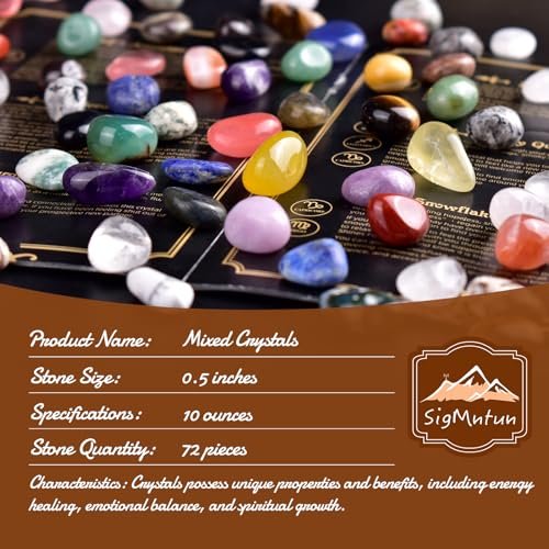 SigMntun Polierte bunte Heilsteine-Set, 72 Stück 0,5 Zoll Trommelsteine, Bulk dekorative hübsche Steine Sammlung für Meditation, Reiki, Erdung, Vasenfüller, Mancala-Steine und Basteln