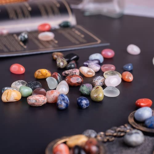 Polymineralischer Heilstein-Set, 18 Sorten - 72 Stücke, 0,5 Zoll 280 g handverlesene Tumbled Steine für Heilung, Reiki, Meditation, Basteln, Wohnkultur