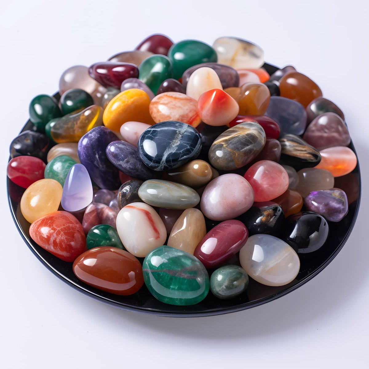 SigMntun Polierte bunte Heilsteine-Set, 72 Stück 0,5 Zoll Trommelsteine, Bulk dekorative hübsche Steine Sammlung für Meditation, Reiki, Erdung, Vasenfüller, Mancala-Steine und Basteln