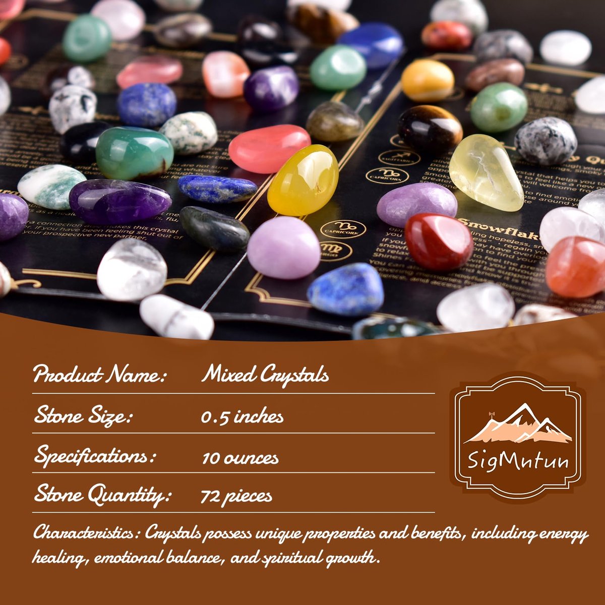SigMntun Polierte bunte Heilsteine-Set, 72 Stück 0,5 Zoll Trommelsteine, Bulk dekorative hübsche Steine Sammlung für Meditation, Reiki, Erdung, Vasenfüller, Mancala-Steine und Basteln