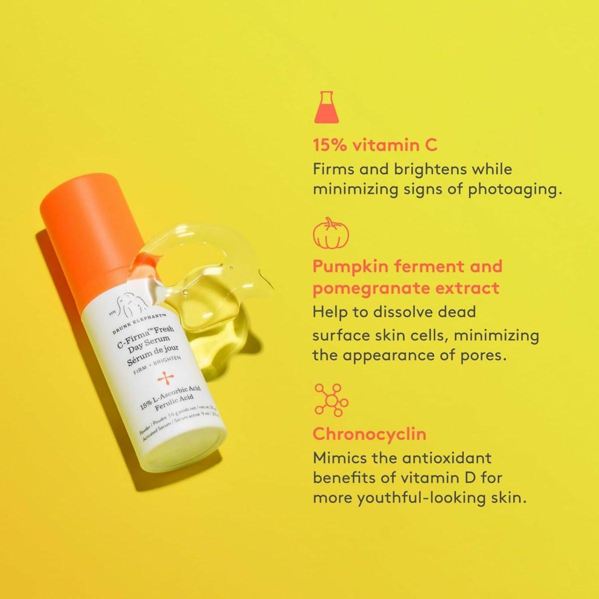Drunk Elephant Hydra and the Bright – C-Firma (9 ml) & B-Hydra (8 ml) – Reinigende klinische Hautpflege – Tierversuchsfrei – Dermatologisch getestet – Ohne ätherische Öle, Silikone und Duftstoffe