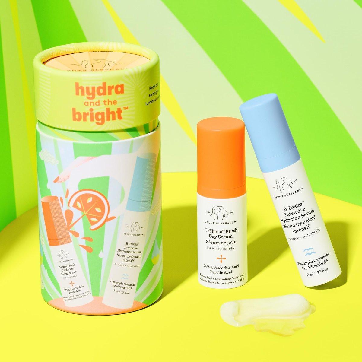 Drunk Elephant Hydra and the Bright – C-Firma (9 ml) & B-Hydra (8 ml) – Reinigende klinische Hautpflege – Tierversuchsfrei – Dermatologisch getestet – Ohne ätherische Öle, Silikone und Duftstoffe
