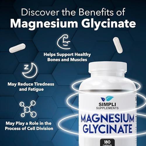 Magnesiumglycinat 400mg pro Portion – Hohe Bioverfügbarkeit – Sanft zum Magen – Unterstützt Schlaf, Entspannung, Muskeln, Knochen & Immunsystem – Nicht-GVO, Vegan, 180 Kapseln
