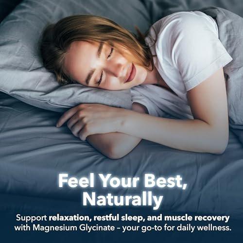 Magnesiumglycinat 400mg pro Portion – Hohe Bioverfügbarkeit – Sanft zum Magen – Unterstützt Schlaf, Entspannung, Muskeln, Knochen & Immunsystem – Nicht-GVO, Vegan, 180 Kapseln
