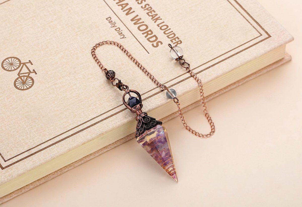 DUQGUHO Amethyst Kristall Pendel – Heilender Quarz Pendel für spirituelle Energiearbeit, Wahrsagerei und Pendeln – 1 Stück
