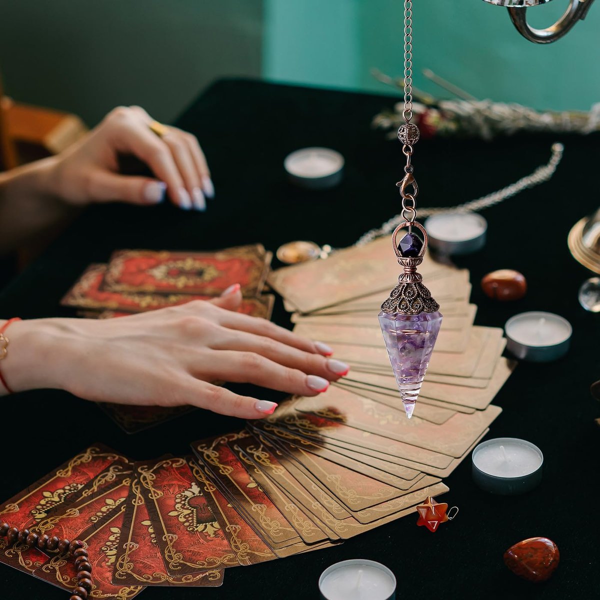 DUQGUHO Amethyst Kristall Pendel – Heilender Quarz Pendel für spirituelle Energiearbeit, Wahrsagerei und Pendeln – 1 Stück