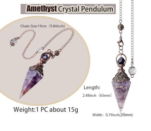 DUQGUHO Amethyst Kristall Pendel – Heilender Quarz Pendel für spirituelle Energiearbeit, Wahrsagerei und Pendeln – 1 Stück