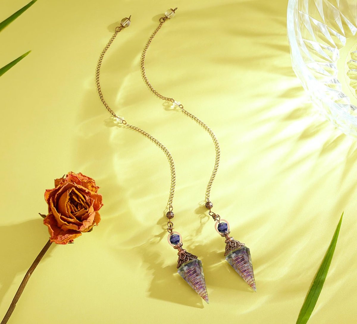 DUQGUHO Amethyst Kristall Pendel – Heilender Quarz Pendel für spirituelle Energiearbeit, Wahrsagerei und Pendeln – 1 Stück