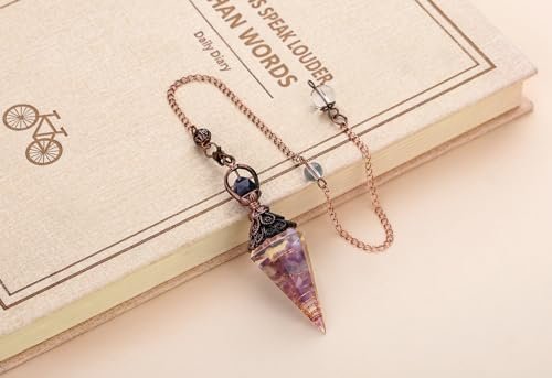 DUQGUHO Amethyst Kristall Pendel – Heilender Quarz Pendel für spirituelle Energiearbeit, Wahrsagerei und Pendeln – 1 Stück