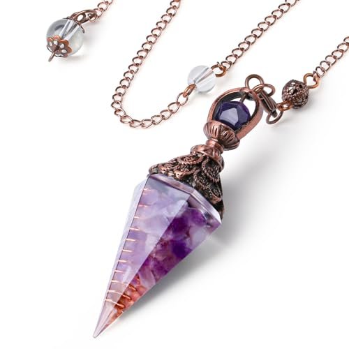 DUQGUHO Amethyst Kristall Pendel – Heilender Quarz Pendel für spirituelle Energiearbeit, Wahrsagerei und Pendeln – 1 Stück