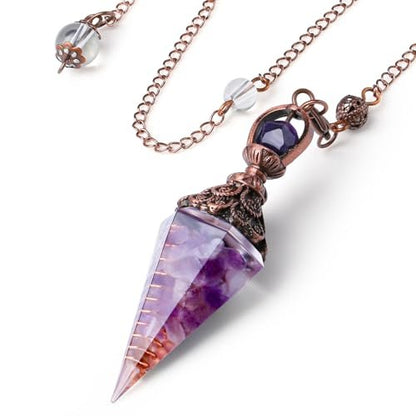 DUQGUHO Amethyst Kristall Pendel – Heilender Quarz Pendel für spirituelle Energiearbeit, Wahrsagerei und Pendeln – 1 Stück