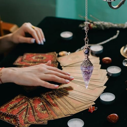 DUQGUHO Amethyst Kristall Pendel – Heilender Quarz Pendel für spirituelle Energiearbeit, Wahrsagerei und Pendeln – 1 Stück