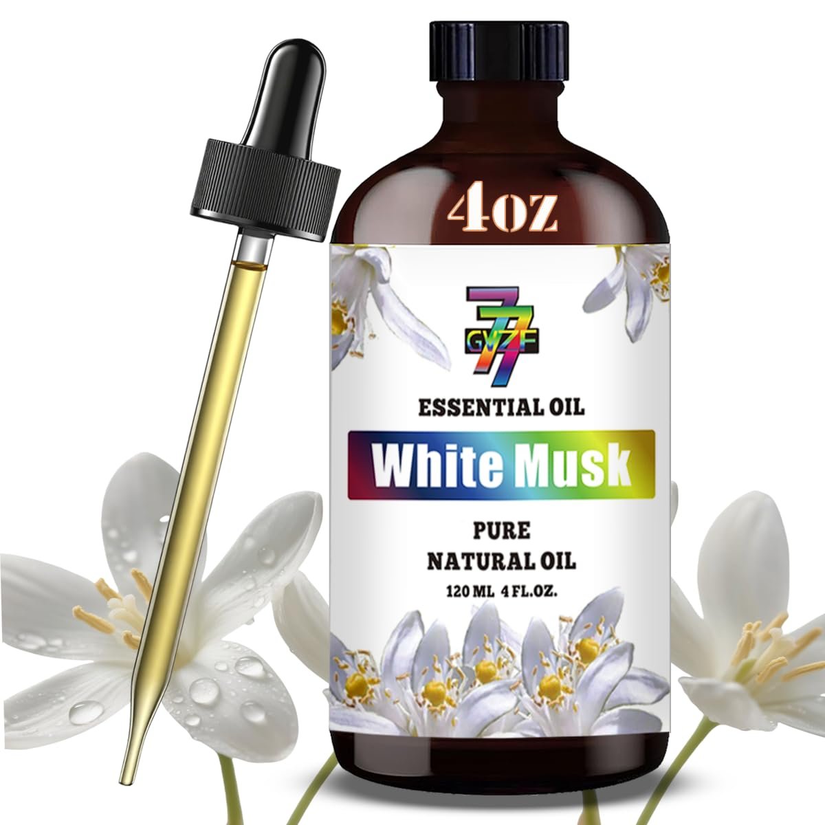 Weißer Moschus Ätherisches Öl – Sauberes Moschusöl für Diffuser, Luftbefeuchter, DIY Kerzen, Seife, Schlafzimmer, Büro, Yoga, Geschenk – 120 ml – GV77ZF