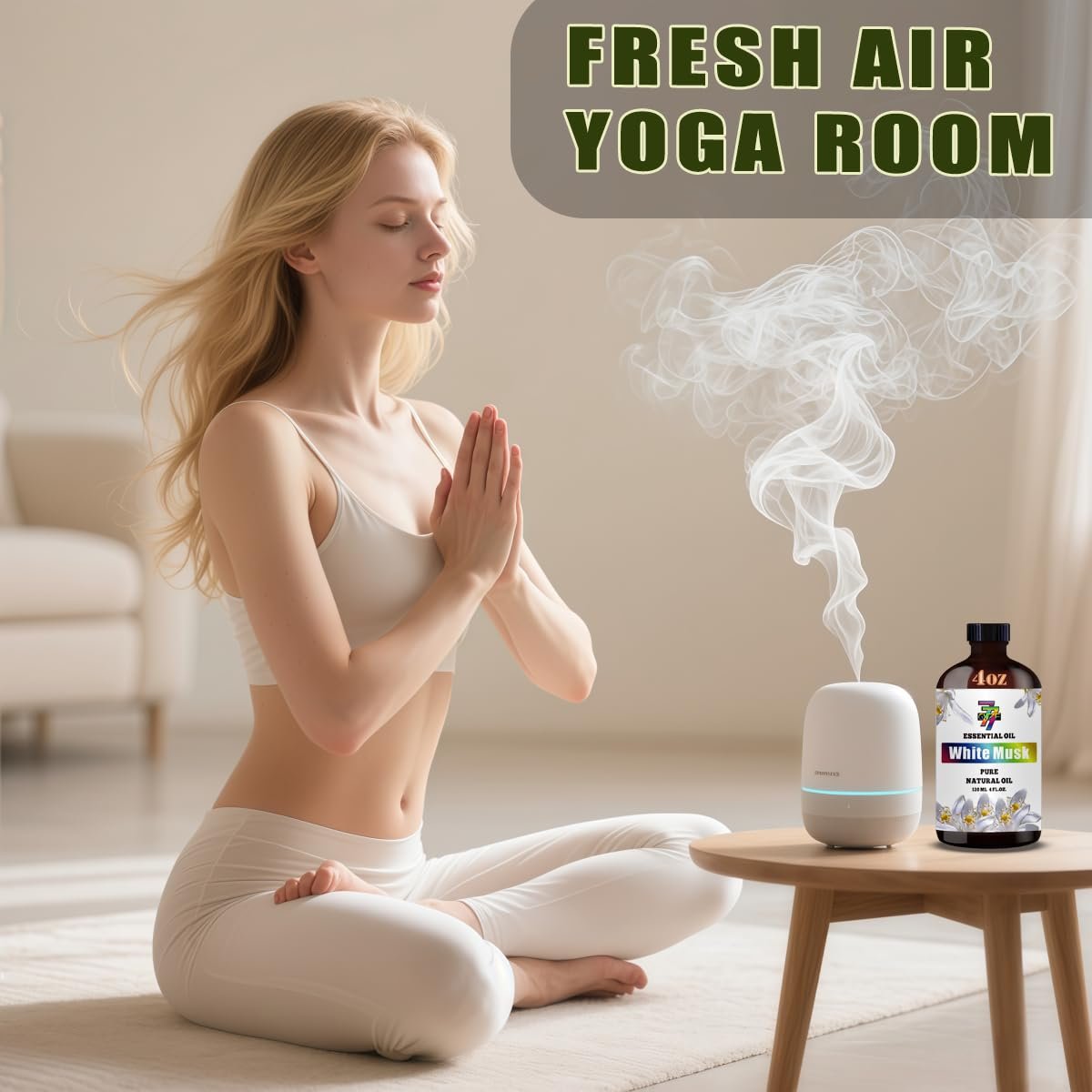 Weißer Moschus Ätherisches Öl – Sauberes Moschusöl für Diffuser, Luftbefeuchter, DIY Kerzen, Seife, Schlafzimmer, Büro, Yoga, Geschenk – 120 ml – GV77ZF