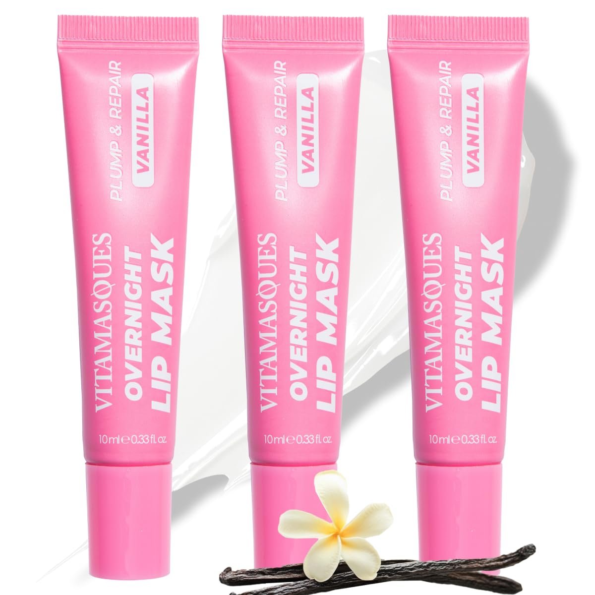 Vitamasques Overnight Lip Mask - Hydrierende Vanille-Lippenbalsam-Feuchtigkeitscreme mit Vitaminen & natürlichem Öl - Hydratisiert, pflegt & polstert die Lippenpartie - Koreanische Hautpflege-Lippenpflegeprodukte (3er-Pack)
