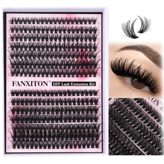 280 Stück Cluster Lashes D Volume Wimpernverlängerung 9-16 mm Mix 40D+50D Einzelwimpern DIY Wimperncluster für Anfänger (Schwarz)