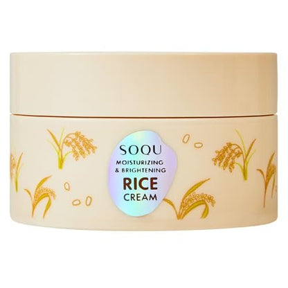 SOQU Feuchtigkeitsspendende und aufhellende Reiscreme – Tiefenhydratation, hellt auf und gleicht den Hautton aus – 70g / 2,48oz – Hergestellt in Korea