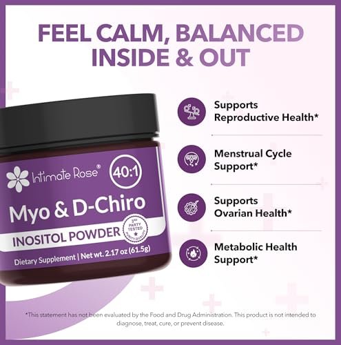 Intimate Rose Inositol Supplement für Frauen Pulver - Myo-Inositol & D-Chiro Inositol Pulver - Hormonelle Balance & Unterstützung der Eierstockfunktion - Ideales 40:1 Verhältnis - Hergestellt in USA
