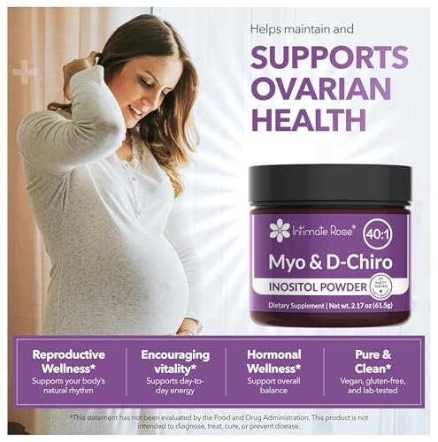 Intimate Rose Inositol Supplement für Frauen Pulver - Myo-Inositol & D-Chiro Inositol Pulver - Hormonelle Balance & Unterstützung der Eierstockfunktion - Ideales 40:1 Verhältnis - Hergestellt in USA