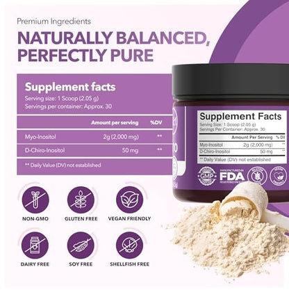 Intimate Rose Inositol Supplement für Frauen Pulver - Myo-Inositol & D-Chiro Inositol Pulver - Hormonelle Balance & Unterstützung der Eierstockfunktion - Ideales 40:1 Verhältnis - Hergestellt in USA