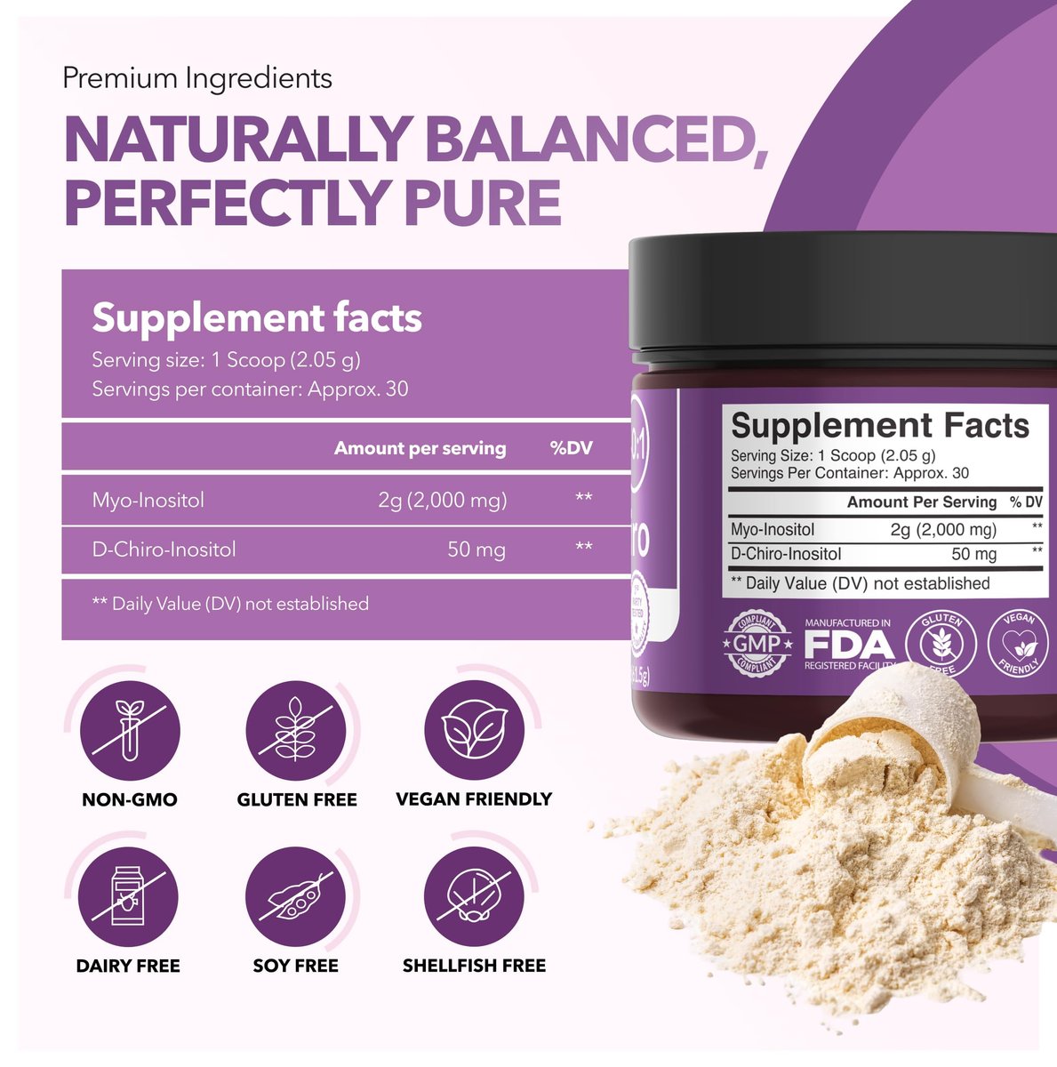 Intimate Rose Inositol Supplement für Frauen Pulver - Myo-Inositol & D-Chiro Inositol Pulver - Hormonelle Balance & Unterstützung der Eierstockfunktion - Ideales 40:1 Verhältnis - Hergestellt in USA