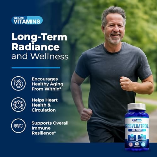 We Like Vitamins Resveratrol 1000mg pro Portion - 60 Kapseln - Natürliches Resveratrol Präparat zur Unterstützung des Immunsystems