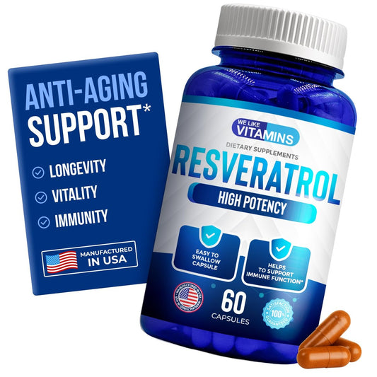 We Like Vitamins Resveratrol 1000mg pro Portion - 60 Kapseln - Natürliches Resveratrol Präparat zur Unterstützung des Immunsystems