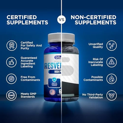 We Like Vitamins Resveratrol 1000mg pro Portion - 60 Kapseln - Natürliches Resveratrol Präparat zur Unterstützung des Immunsystems