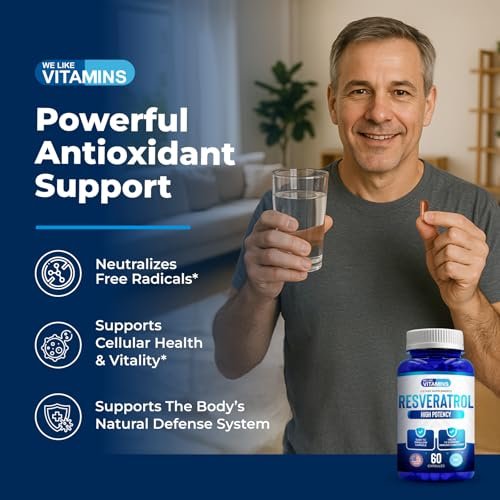 We Like Vitamins Resveratrol 1000mg pro Portion - 60 Kapseln - Natürliches Resveratrol Präparat zur Unterstützung des Immunsystems