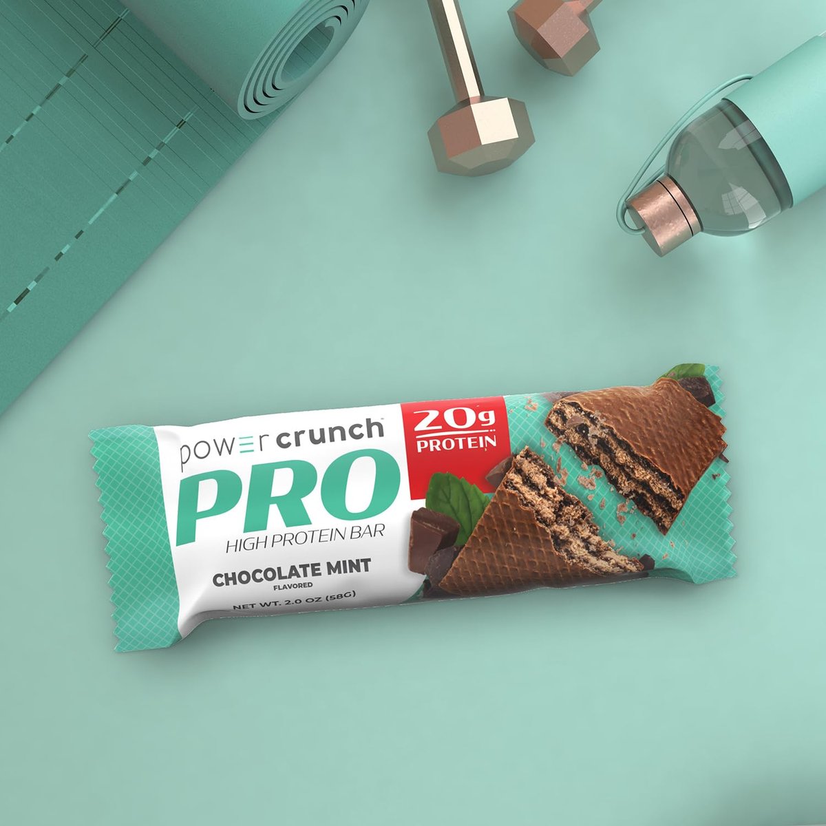 Power Crunch PRO Protein-Waffelriegel – High Protein Snack mit köstlichem Geschmack, Schokolade-Minze, 2,0 Unzen (4er-Pack)