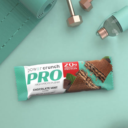 Power Crunch PRO Protein-Waffelriegel – High Protein Snack mit köstlichem Geschmack, Schokolade-Minze, 2,0 Unzen (4er-Pack)