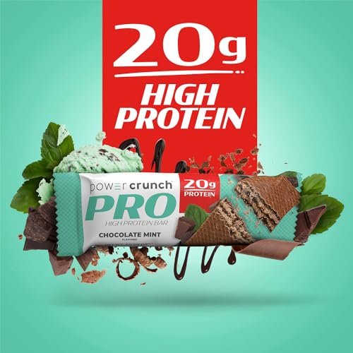 Power Crunch PRO Protein-Waffelriegel – High Protein Snack mit köstlichem Geschmack, Schokolade-Minze, 2,0 Unzen (4er-Pack)