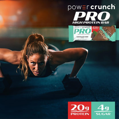 Power Crunch PRO Protein-Waffelriegel – High Protein Snack mit köstlichem Geschmack, Schokolade-Minze, 2,0 Unzen (4er-Pack)