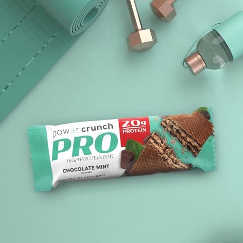 Power Crunch PRO Protein-Waffelriegel – High Protein Snack mit köstlichem Geschmack, Schokolade-Minze, 2,0 Unzen (4er-Pack)