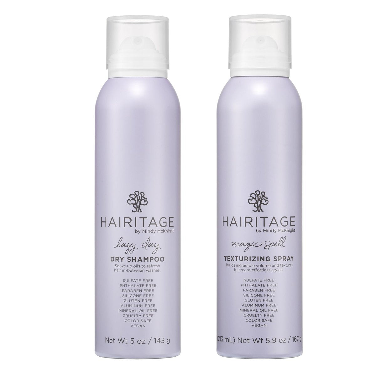 Hairitage Cleanse + Style Trockenshampoo Set - Lazy Day Trockenshampoo + Texturierender Volumenspray - Transparent, Ölabsorbierend + Ultra-leichter Halt Styling-Haarspray für Locken, Wellen & feines Haar