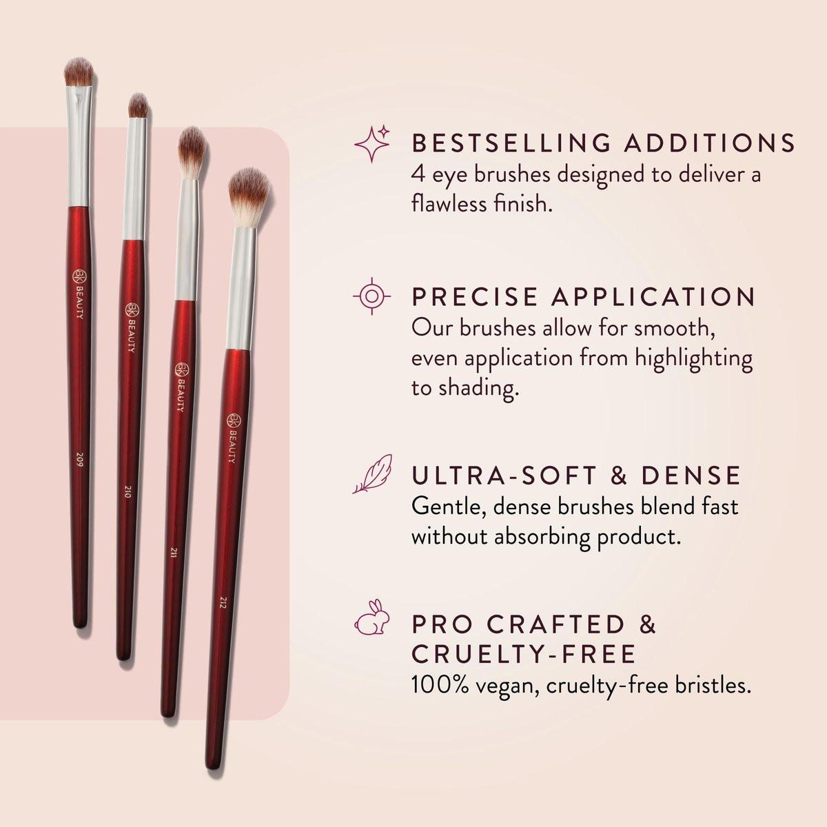 BK BEAUTY CORE LINE EXTENSION EYE SET (4-teilig) – Professionelle Lidschattenpinsel für präzises Auftragen und Verblenden