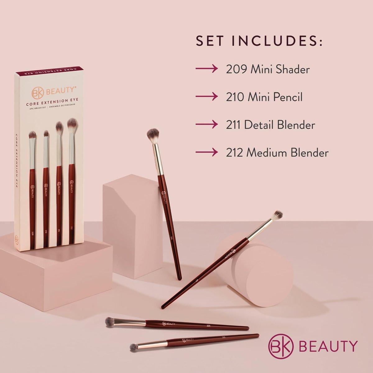 BK BEAUTY CORE LINE EXTENSION EYE SET (4-teilig) – Professionelle Lidschattenpinsel für präzises Auftragen und Verblenden