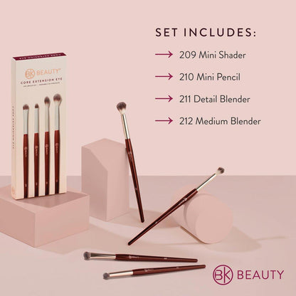 BK BEAUTY CORE LINE EXTENSION EYE SET (4-teilig) – Professionelle Lidschattenpinsel für präzises Auftragen und Verblenden
