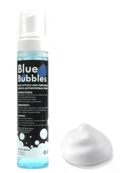 DGT 8,5 oz Blue Bubbles Schäumende Tattoo-Nachpflege-Seife zur Heilung, Reinigung und Pflege von Haut & Piercings – Sanfte, feuchtigkeitsspendende & vegane Formel (8,5 oz, Schaum)