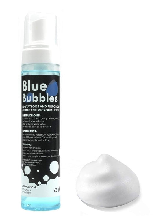 DGT 8,5 oz Blue Bubbles Schäumende Tattoo-Nachpflege-Seife zur Heilung, Reinigung und Pflege von Haut & Piercings – Sanfte, feuchtigkeitsspendende & vegane Formel (8,5 oz, Schaum)