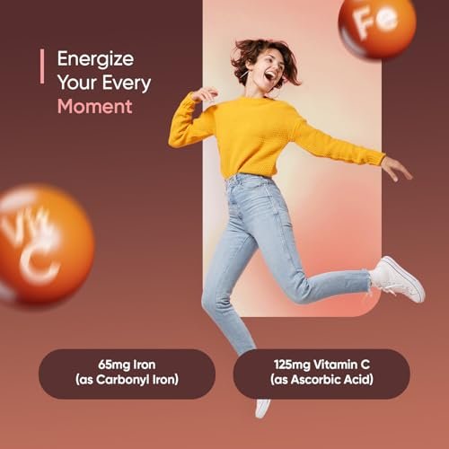 WeightWorld Eisen 65mg mit Vitamin C 125mg Tabletten für Blutgesundheit, Energie & Immunsystem | 180 Tabletten (6-Monatsvorrat) | Sanftes Eisenpräparat für Frauen & Männer - Vegan, Nicht-GVO