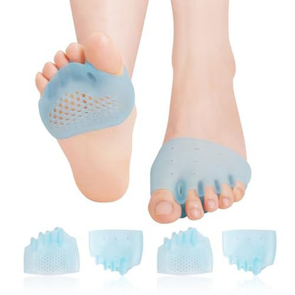 JUMPOW Metatarsal Pads (2 Paare) – Weiche & haltbare Ballenpolster für Männer & Frauen, Gel-Zehenspreizer, ideal bei Morton-Neurom, Blasen, Hornhaut, Metatarsalgie – Blau